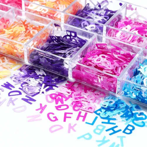 Miniatura 3 de Accesorios de relleno de resina, letras inglesas, lentejuelas con purpurina, rellenos de moldes epoxi para arte de uñas y fabricación de joyas