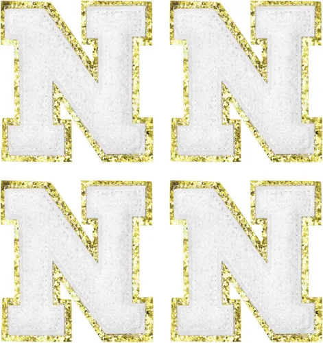 Miniatura 7 de MECCANIXITY 4 parches de letras de felpilla termo-adhesivas con letras del alfabeto blanco, talla M, 3 pulgadas de altura para ropa, zapatos