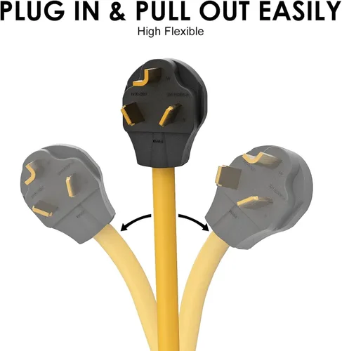 Miniatura 7 de Adaptador de secadora de 4 a 3 clavijas apto para alquiler de 1.5 pies y 30 amperios con cable de tierra verde NEMA 10-30P macho a 14-30R hembra