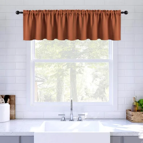 Miniatura 17 de MIULEE Cenefa opaca con bolsillo para cortinero, con aislamiento térmico, cortina corta para ventana pequeña y dormitorio, 42 x 18 pulgadas, 1 Beige