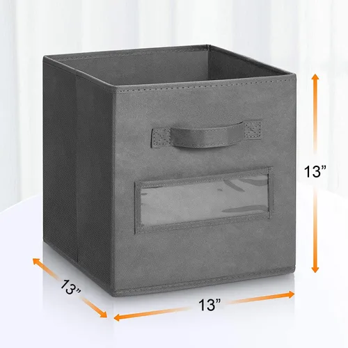 Miniatura 3 de Cubos de almacenamiento de tela (juego de 8) cubos de almacenamiento de 11 pulgadas, cubos de almacenamiento con 8 etiquetas, tarjetas de ventana