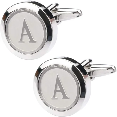 Gemelos clásicos, de acero inoxidable y con las 26 letras iniciales del alfabeto de la A-Z para hombre, para negocios, bodas y camisas