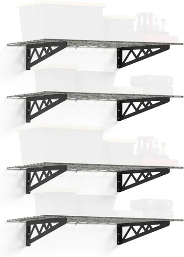 Miniatura 11 de Estante de pared SafeRacks, para garaje, 2 unidades, 45.72 x 121.92 cm, con ganchos para bicicleta Hammertone