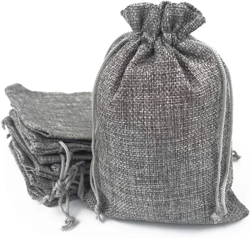 Miniatura 7 de Bolsas de yute con cordón de ajuste de algodón para regalos, 50 unidades Crema