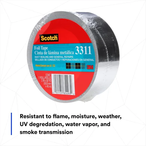 Miniatura 3 de Scotch - Cinta de aluminio, 2 pulgadas por 50 yardas, 3311, 1 rollo