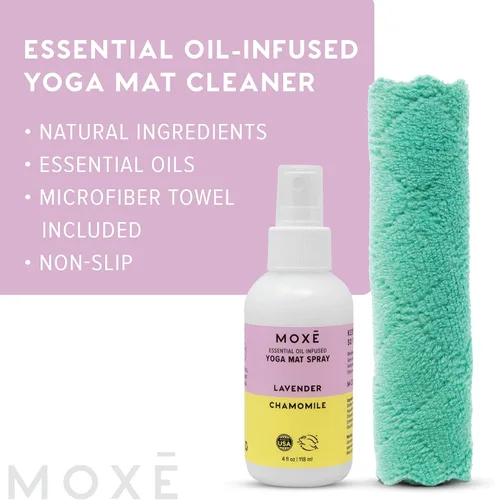 Miniatura 5 de MOXE Limpiador de esterilla de yoga, aceites esenciales de lavanda y manzanilla, 4 onzas, seguro para todas las alfombrillas y equipos de ejercicio