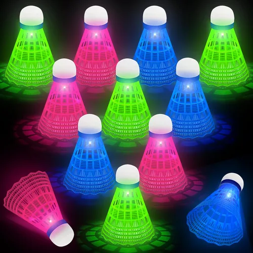 Miniatura 10 de Hysagtek 12 piezas de bádminton volante de bádminton Birdie, deportes interiores y exteriores, entrenamiento de pelota de ejercicio, gimnasio, juego