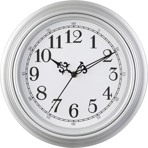 Plumeet Reloj de pared retro, 12 pulgadas, sin tictac, clásico, silencioso, vintage, decorativo, cocina, sala de estar, dormitorio, funciona con