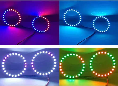 Miniatura 5 de 24 bits WS2812 RGB LED anillo 24 X 5050 WS2812B LED con controlador integrado direccionable individual programable para Arduino Raspberry Pi ESP32