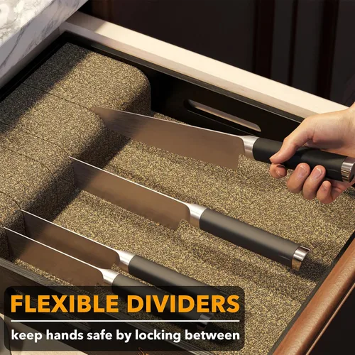 Miniatura 2 de SpaceAid Organizador Grande de Cajón para Cuchillos Inserto de Bambú, Soporte para Cuchillos de Carne de Cocina Organizadores Bloque para Cajón