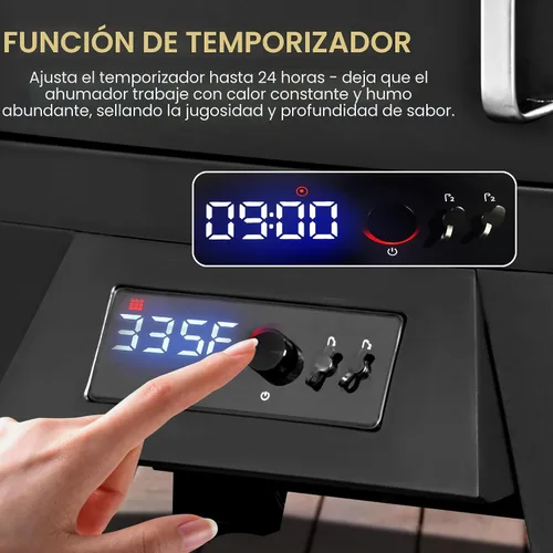 Miniatura 7 de Ahumador eléctrico con tapa, pantalla LED, sonda integrada para carne, ahumadores de barbacoa de gran capacidad, 4 estantes fuman más con 633 pies