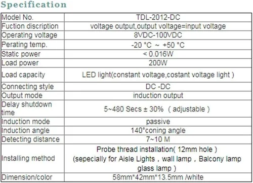 Miniatura 3 de Luz infrarroja del interruptor del sensor de detección de movimiento de 12V (12V)