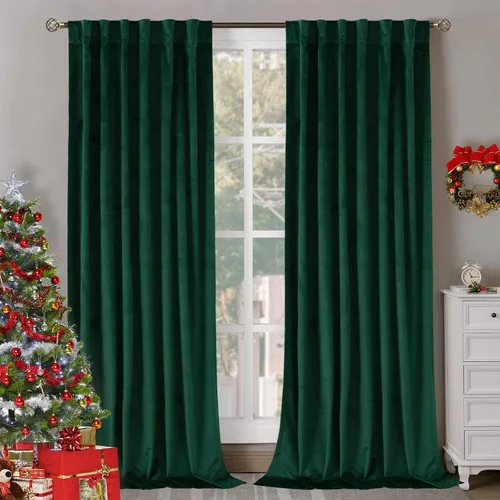 Miniatura 29 de BGment Cortinas de terciopelo rosa polvoriento, 2 paneles de 84 pulgadas, 2 paneles para sala de estar, aislamiento térmico de lujo, reducen
