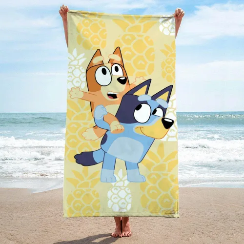 Miniatura 3 de Jay Franco Bluey & Bingo toalla de playa/baño/piscina para niños - Toalla 100% algodón súper suave y absorbente, mide 28 x 58 pulgadas Amarillo