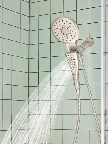 Miniatura 18 de Moen Verso Combinación de Cabezal de Ducha de Lluvia y Ducha de Mano con Dial Infiniti y Acoplamiento Magnetix, Manguera de 60 pulgadas, Níquel