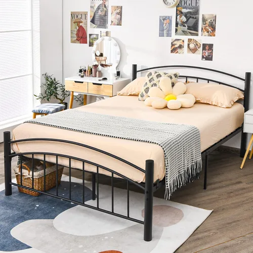 Miniatura 10 de Giantex Base de cama de metal, plataforma moderna con cabecero y estribo, base de colchón con soporte de listones de acero resistente, sin ruido