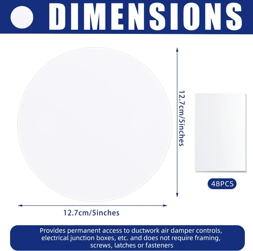 Miniatura 2 de Sosation 6 piezas de placa de techo cubierta de agujero de pared, placa plana de plástico en blanco con 48 piezas de cinta adhesiva de doble cara