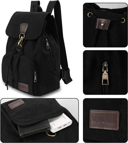 Miniatura 20 de Mochilas de lona a la moda, bolso casual para compras al aire libre, mochila deportiva, senderismo, viajes, bolsa multiusos, Café, Mochilas