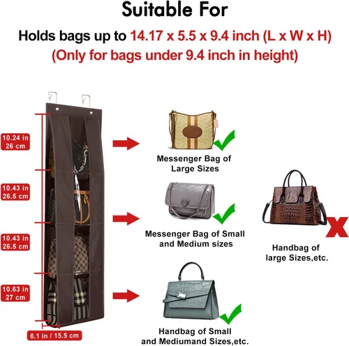 Miniatura 2 de Lirex Organizador de bolso para colgar sobre la puerta, con 4 bolsillos transparentes plegables, para bolsos, bufandas, ropa y leggings, organizador