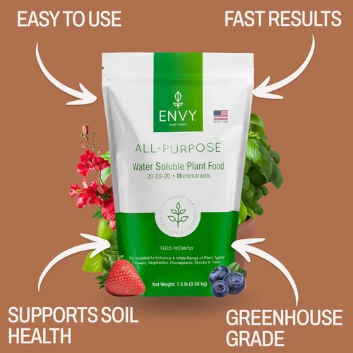 Miniatura 2 de ENVY Fertilizante para plantas multiusos, 0.5 libras, hace 50 galones, para plantas de interior y exterior, seguro para mascotas, soluble en agua