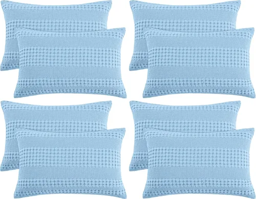 Miniatura 39 de PHF Fundas de almohada con tejido de gofre de 24" x 24", paquete de 2, funda de almohada cuadrada 100% algodón para decoración de ropa de cama, sin
