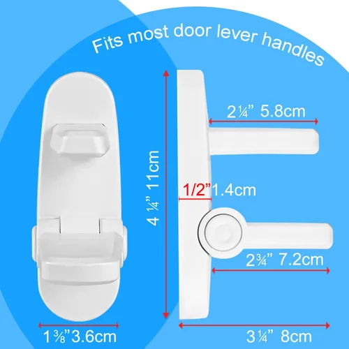 Miniatura 2 de Cerradura de Palanca de Puerta a Prueba de Niños, Cerraduras de Seguridad para Bebés para Puertas (Paquete de 2) Seguridad de Puerta Mejorada