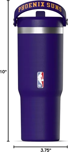 Miniatura 9 de Hydrapeak x NBA Vaso Nomad con Licencia Oficial de Phoenix Suns de 32 oz con Asa y Tapa con Popote, Botella de Agua de Acero Inoxidable a Prueba