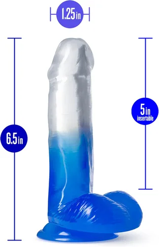 Miniatura 3 de Juguetes sexuales para adultos, B Yours Stella Blue, consolador de tacto real de 6.5 pulgadas de largo y 1.25 pulgadas de ancho, compatible con Azul