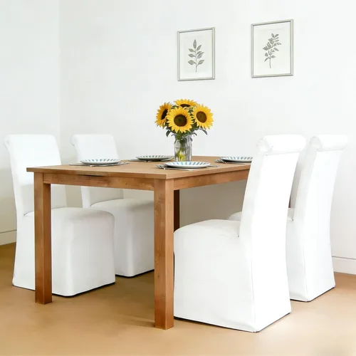 Miniatura 4 de Parsons - Juego de 2 sillas de comedor tapizadas con falda extraíble lavable, sillas de cocina con respaldo alto y patas de madera maciza, tela