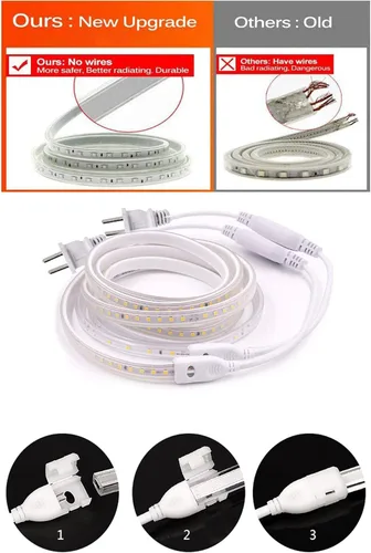 Miniatura 9 de SUYOOULIN Tira de luces LED, 59 pies/59.1 ft de alto voltaje AC110V-130V Waterpoof IP68 súper brillante 54000LM 2835 120 LEDs/m tiras de luz LED