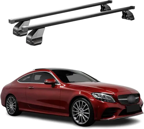 Miniatura 11 de OMAC Barras transversales de techo de punto fijo Mercedes Clase C Sedan 2015 a 2023, portaequipajes, 165 libras, aluminio, 2 piezas, color plateado