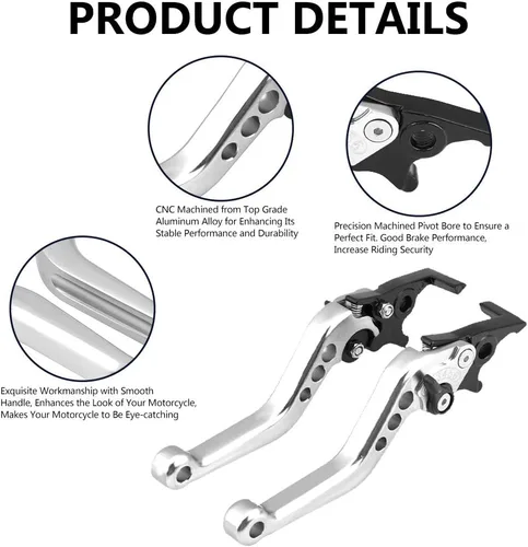 Miniatura 3 de Keenso Palanca de freno de doble disco, 1 par de 4 colores universal CNC aleación de aluminio modificación de motocicleta palanca de freno de disco