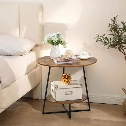 Miniatura 5 de D&H FURNIMMT Mesas auxiliares decorativas para sala de estar, mesa auxiliar pequeña de 22 pulgadas para espacios pequeños, mesita de noche redonda