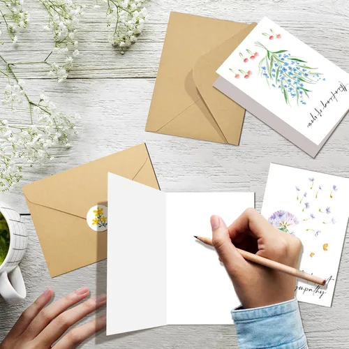 Miniatura 4 de Obbyidk Paquete de 40 tarjetas de condolencias con sobres, tarjetas de condolencia de flores de acuarela, tarjeta de duelo, juego de caja a granel