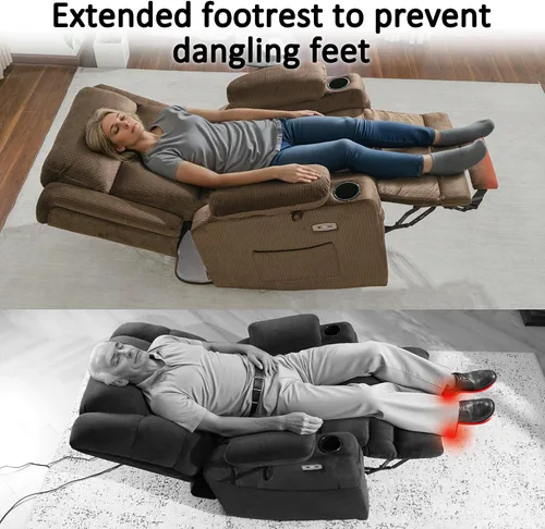 Miniatura 7 de MCombo Sillón reclinable eléctrico de triple motor con masaje y calor, silla reclinable eléctrica para personas mayores, reposacabezas ajustable