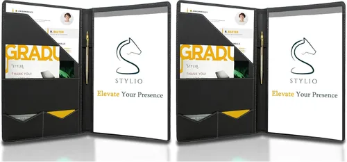 Miniatura 16 de STYLIO Carpeta Padfolio con Portapapeles Extraíble Organizador de Portafolio Carpeta con Almacenamiento para Cuaderno, Bloc de Notas
