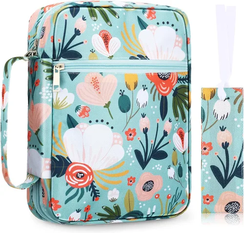 Miniatura 15 de Laumoi Funda para la Biblia para mujer, funda de Biblia floral de 10 pulgadas, bolsa protectora portátil para suministros de estudio bíblico, Varios