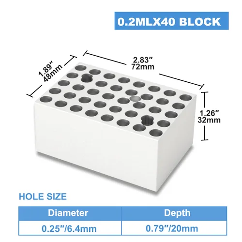Miniatura 2 de ONiLAB 0.2mLx 40 Tubos de centrífuga Capacidad Bloque de calentamiento de baño seco de aluminio científico para incubadora digital de baño seco..