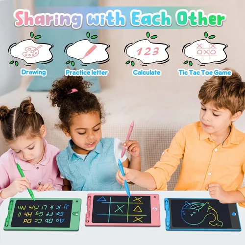 Miniatura 4 de FLUESTON Tableta de escritura LCD para niños, tableta de dibujo para niños y niñas de 3, 4, 5, 6, 7, 8 años, 8.8 pulgadas, 3 piezas en 1 paquete