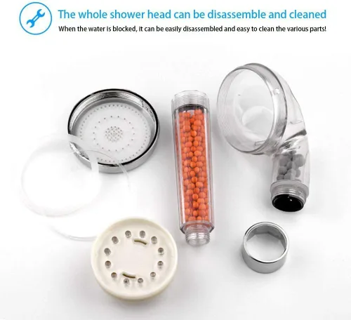 Miniatura 5 de Cabezal de ducha LED PRUGNA con manguera y soporte de brazo de ducha, regadera de mano de filtro de alta presión para reparar piel seca y pérdida