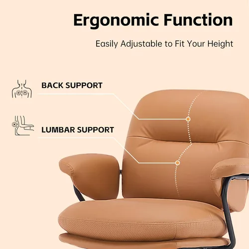 Miniatura 4 de Sillas ergonómicas de oficina en casa, silla de oficina de piel, cómoda silla de oficina con reposabrazos acolchados, silla de computadora cómoda