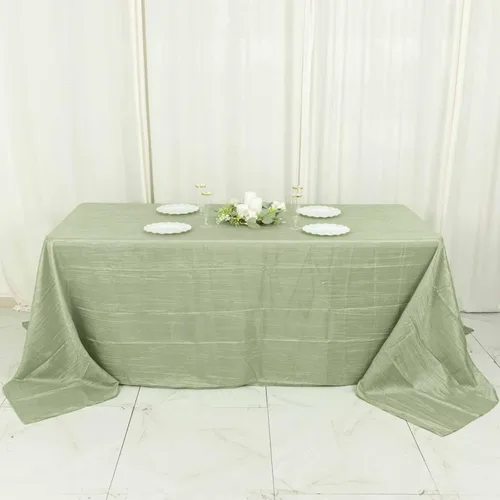 Miniatura 49 de Tableclothsfactory Mantel rectangular de tafetán arrugado de acordeón azul polvoriento, de 60 x 102 pulgadas, perfecto para ceremonias de boda