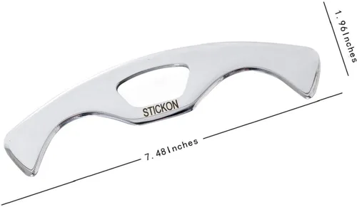 Miniatura 5 de STICKON Herramienta de masaje de raspado Gua Sha de acero inoxidable Herramientas IASTM gran herramienta de movilización de tejidos blandos (forma L)