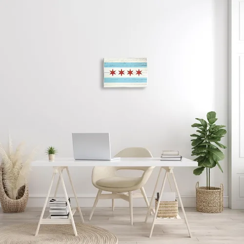 Miniatura 3 de Stupell Industries Lil' Rue - Placa artística de pared con diseño de bandera de Chicago, 15 x 10 pulgadas, fácil de colgar y resistente, fabricado