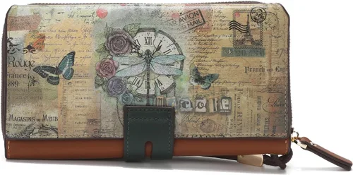 Miniatura 6 de Nicole Lee Cartera plegable con solapa y correa de muñeca desmontable, cartera de mano de noche, múltiples tarjeteros y ventanas de identificación