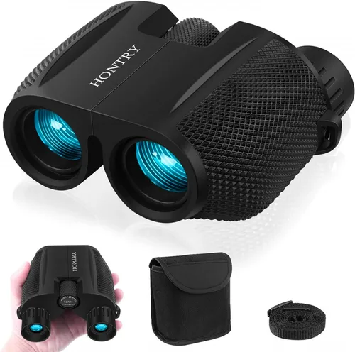 Hontry Binoculares para adultos y niños, prismáticos compactos de 10 x 25 para observación de aves, teatro y conciertos, juegos de caza y deportes