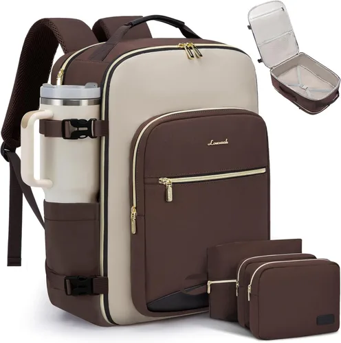 Miniatura 24 de LOVEVOOK Mochila de Viaje Grande para Mujeres Equipaje de Mano Mochila Bolsas de Artículos Personales Esenciales, Caqui-beige, Mochilas de viaje