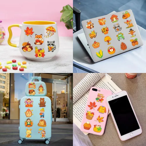 Miniatura 7 de 96 piezas de tatuajes temporales precortados de calabaza de hojas de otoño de Hello Fall para niños Bonitos recuerdos de fiesta de cumpleaños