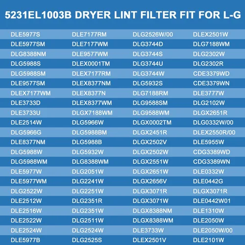 Miniatura 5 de AMI PARTS 5231EL1003B Filtro de pelusa para secadora compatible con pantalla de pelusa de ventilación de secadora Lg Reemplazar el filtro de pelusa
