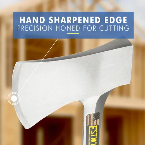 Miniatura 4 de Estwing Sportsman's Axe - Hacha de camping de 14 pulgadas con construcción de acero forjado y agarre de cuero genuino - E24A